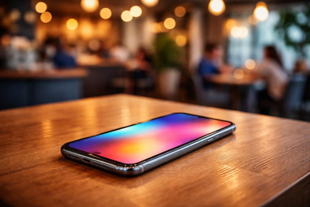 smartphone-moderne-table-cafe-flou
