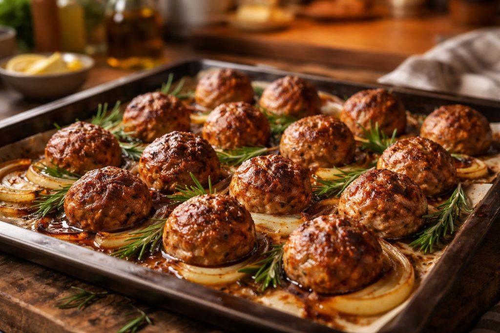 boulettes-viande-romarin-oignons-plaque