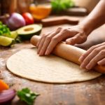 Pâte à Wrap : Comment la Faire Maison ? mains-pate-wrap-legumes-cuisine-bois