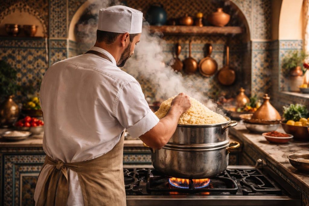 cuisinier-tablier-couscoussier-cuisine-marocaine