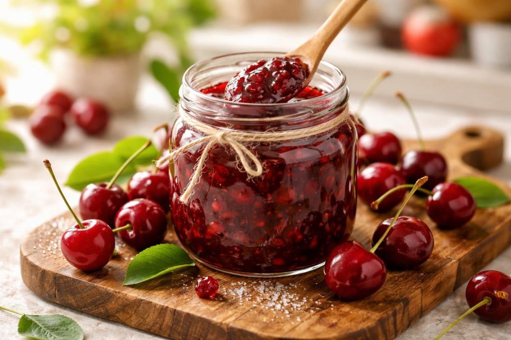 confiture-cerises-cuillere-cuisine-lumineuse